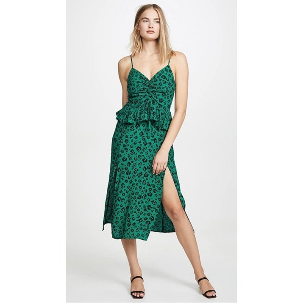 NWOT Suboo Green Leafy Leopard Mini Dress X Small Ret: $250